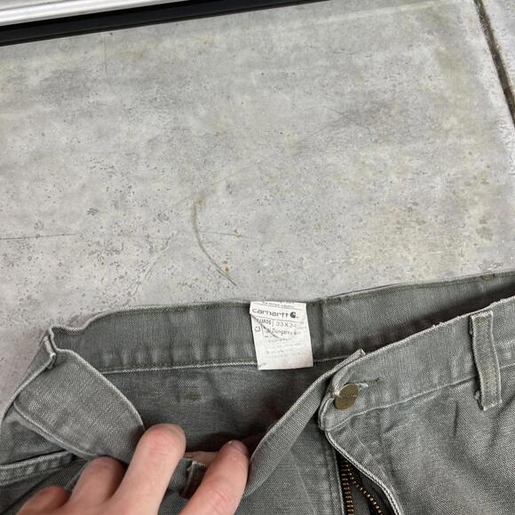 vintage carhartt olive green relaxed baggy fit dungaree cargo pants size 33 x 34 - Picture 4 of 5